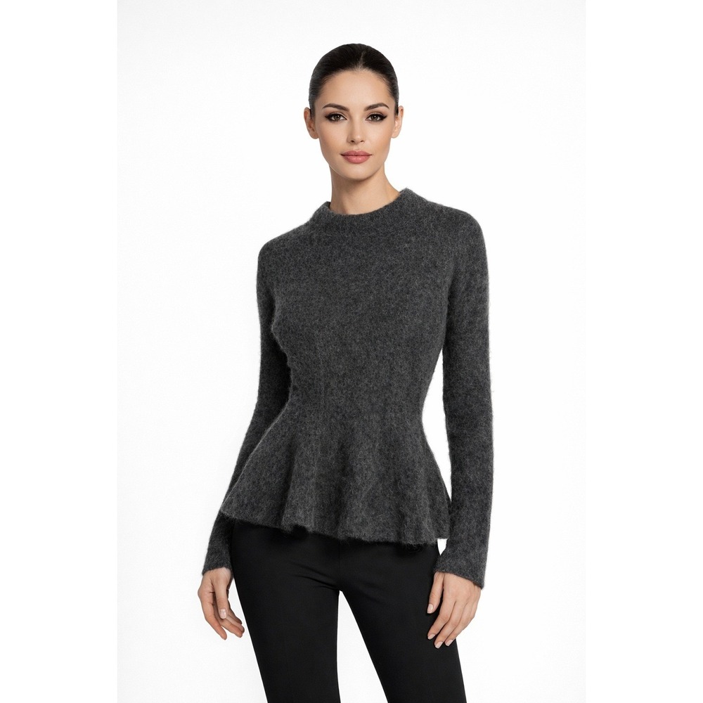 H&M‎ Premium Alpaca Wool Blend Peplum Sweater Womens XS Charcoal Grey NWT